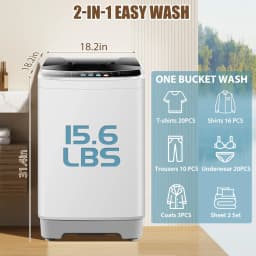 Adnoom Portable Washing Machine, 15.6lbs Capacity Fully Automatic Compact Washer with Drain Pump, LED Display, Compact Washing Machine Quiet - Thumbnail 3