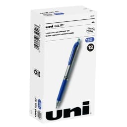 uni-ball® Signo Gel RT™ Retractable Pens, Medium Point, 0.7 mm, Silver Barrel, Blue Ink, Pack Of 12 Pens - Thumbnail 4