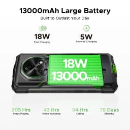 DOOGEE Fire 5 Pro Rugged Phone, Android 15 with Triple Card Slot & Gemini AI, 13000mAh Battery, Octa Core, 20GB+128GB/2TB, 6.6" HD+90Hz, IP68 Waterproof, NFC/OTG - Thumbnail 11