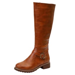 Floleo Clearance Women Boots Retro Shoes Casual Thick Low-heeled Boots Plus Size Mid Calf Zipper Boots - Thumbnail 2