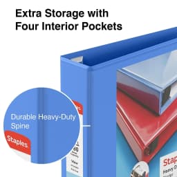 Staples Heavy Duty 2" 3-Ring View Binder Periwinkle (24689) 56291-CC/24689 - Thumbnail 3
