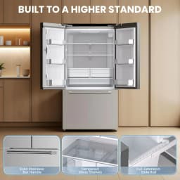 ICYBER BOOM 27.4 cu ft French Door Refrigerator, Bar Handle, Stainless Steel, Auto Defrost, Ice Maker & Water Filter, Dual Zone, Energy Efficient - Thumbnail 5