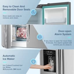 Auseo 21 Cu.ft. 36" Depth French Door Refrigerator with Ice & Water Dispenser, Auto Defrost, Gray Stainless Steel - Thumbnail 6