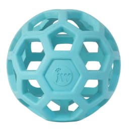 JW HOL-ee Roller™ Tug and Fetch Treat Dispenser Puzzle Ball Dog Toy, Natural Rubber, Small 3" for Small Dogs up to 20 lb, Blue, Pack - Thumbnail 7