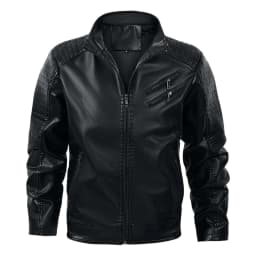Miqool Men's Stand Collar Leather Motorcycle Jacket Zip Up Vintage Lightweight Faux Leather Biker Coat Long Sleeve Outerwear with Multi Pocket S-3XL - Thumbnail 6