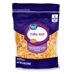 Great Value Colby Jack Finely Shredded Cheese, 8 oz Bag - Thumbnail 1