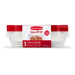 Rubbermaid TakeAlongs 4 Cup Rectangle Food Storage Containers, Set of 3, Red - Thumbnail 1