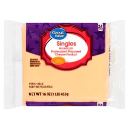 Great Value Individually Plastic Wrapped Singles American Cheese Product, 16 oz, 24 Slices - Thumbnail 1