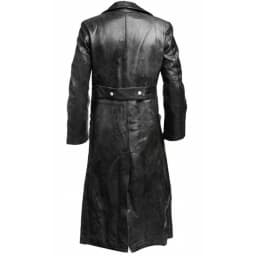 Men's Long Leather Jacket Fall And Winter Leather Jacket Solid Color Long-sleeved Motorcycle Slim Leather Jacket - Thumbnail 6