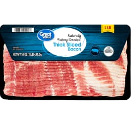 Great Value Thick Sliced Bacon Hickory Smoked, 16 oz - Thumbnail 1