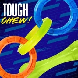 Nerf Dog Chew & Tug Toys 2 Pack, Chew Stick and 3-Ring Tug Toy - Thumbnail 2