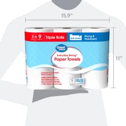 Great Value Everyday Strong Paper Towels, 3 Triple Rolls - Thumbnail 6