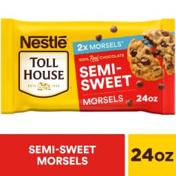 Nestle Toll House Semi Sweet Chocolate Regular Baking Chips, Morsels for Baking, 24 oz Bag - Thumbnail 1