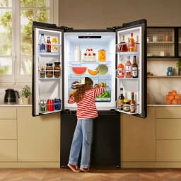 iceBlue 30" Black Stainless Steel French Door Refrigerator, Top Fridge and Drawer Freezer, 17.7 Cu. Ft - Thumbnail 7