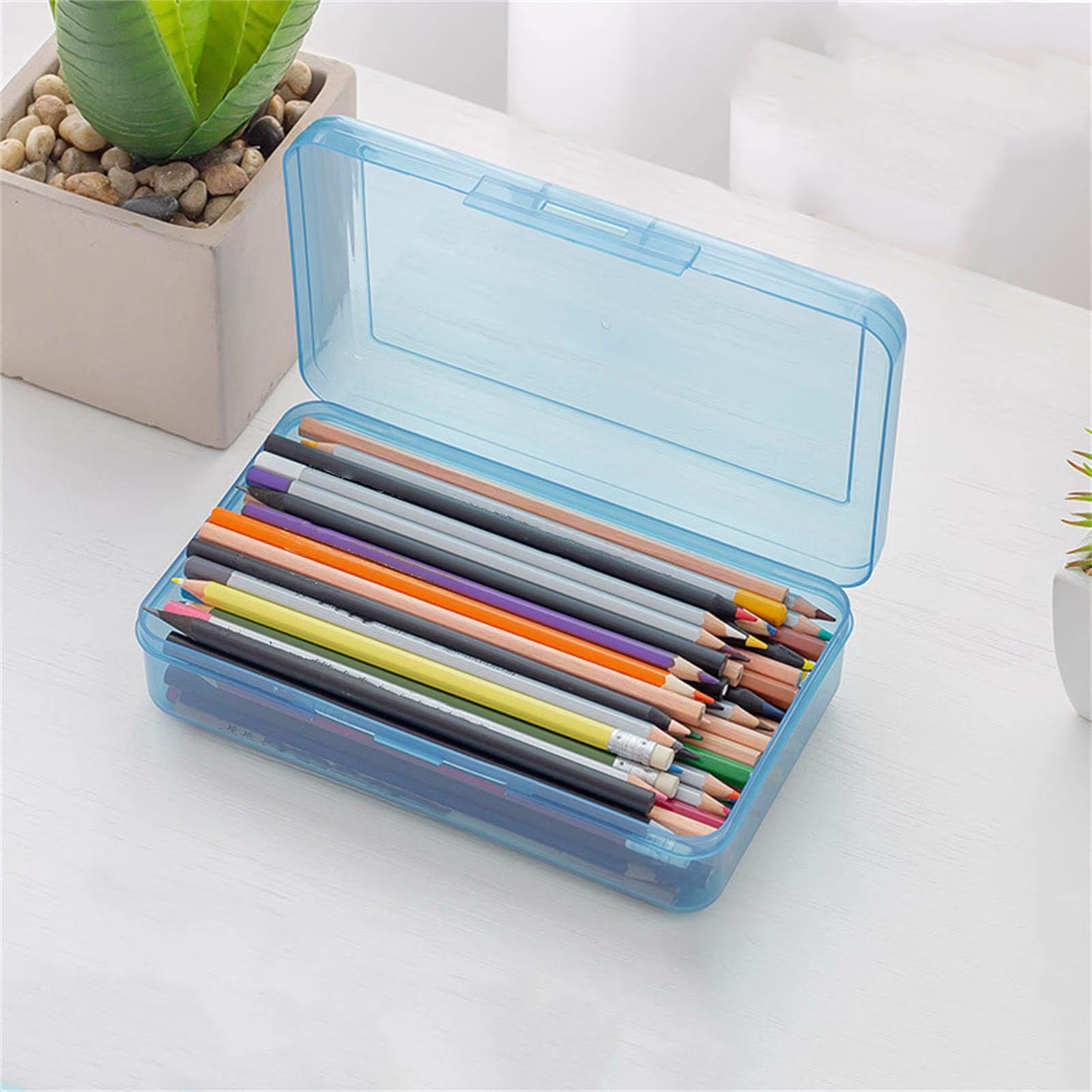 EGNMCR Pencil Box Large Capacity Plastic Pencil Case Boxes Hard Pencil Case Crayon Box with Snap-tight Lid Plastic Pencil Boxes Supply Boxes for Boys - Thumbnail 3