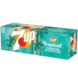 7UP Tropical Caffeine Free Lemon Lime Mango Peach Soda Pop, 12 fl oz, 12 pack cans - Thumbnail 7