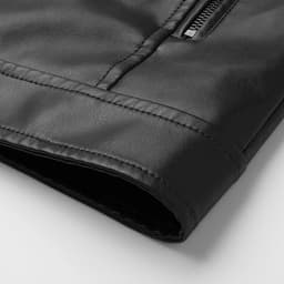 HOOMEUMY Men's Stand Collar Leather Jacket Casual Slim Fit Motorcycle Faux Leather Outerwear Windbreaker Coats with Pockets (Black,S） - Thumbnail 8