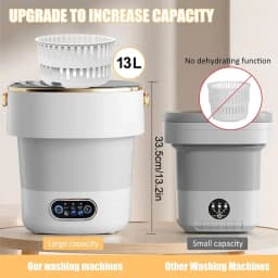 Portable Washing Machine,Mini Washer 13L Upgraded With Spin Basket,Small Clothes Folding Washing Machine Of Underwear, Baby And Small Clothes - Thumbnail 2