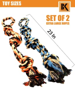 Dog Toys for Aggressive Chewers - Set of 2 XL Dog Rope Toys - Thumbnail 3