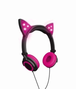 RHEA- Led Headphones W/Mic & Flashing Light-Up Pink Cat Ears 3.5Mm Aux Compatible - Thumbnail 5