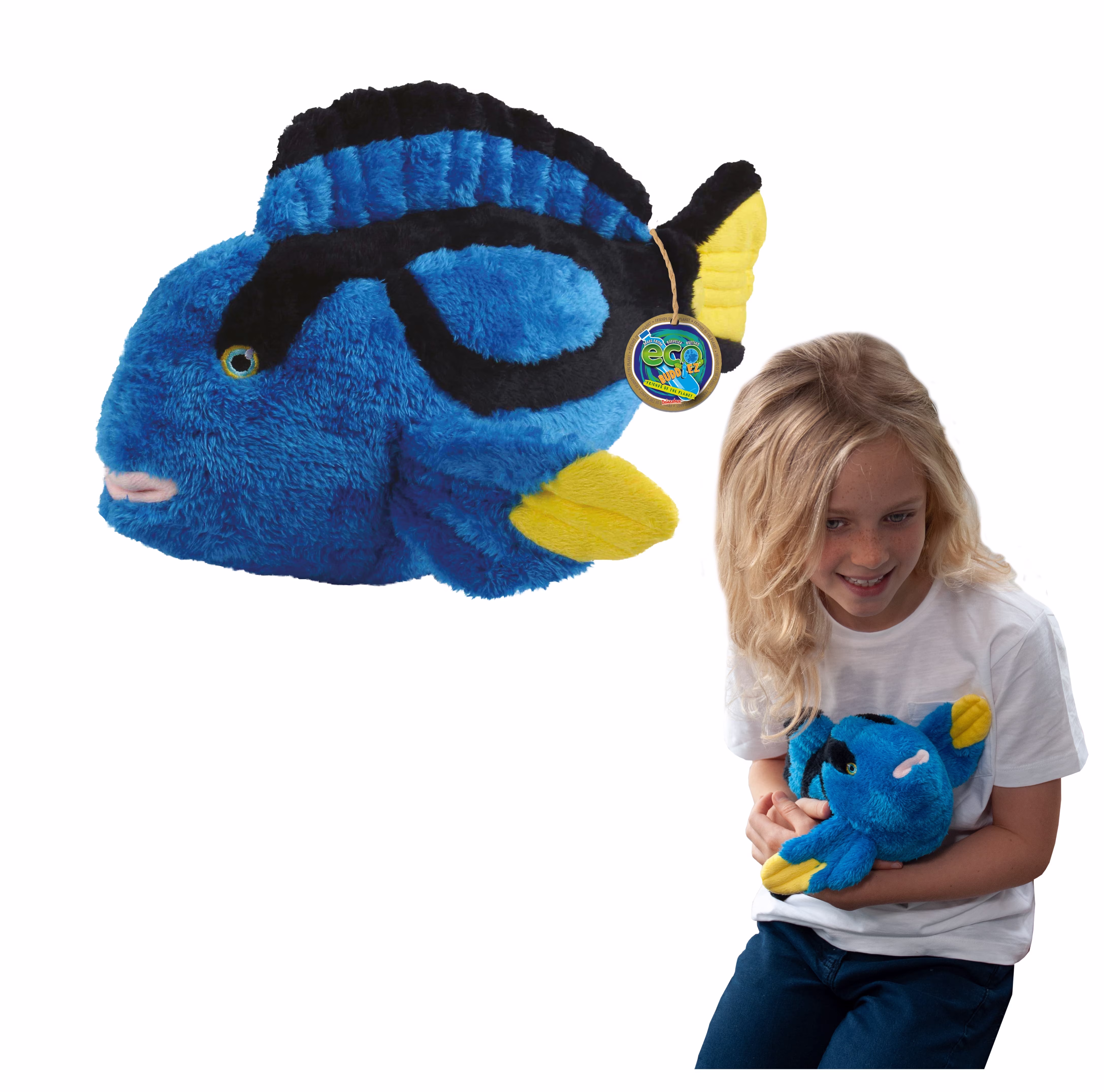 EcoBuddiez - Blue Tang Plush by Deluxebase. 13" Soft Toy Made from Recycled Plastic Bottles - Thumbnail 1