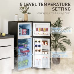 HOMCOM Small Fridge with Freezer, 4 Cu Ft Refrigerator with Shelves, Black - Thumbnail 6