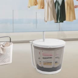 2 in 1 Portable Manual Washing Machine, Non-Electric Washing Machine, Clothes Spin Dryer, for Clothes, Underwear Small Items, Dorm, Camping (Grey) - Thumbnail 4