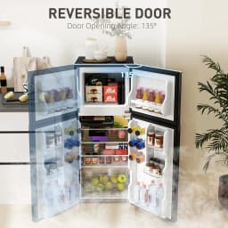 HOMCOM Small Fridge with Freezer, 4 Cu Ft Refrigerator with Shelves, Black - Thumbnail 5