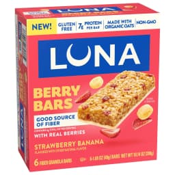 LUNA Berry Bars Strawberry Banana Flavor Fiber Granola Bars, Gluten Free Protein Bars, 6ct - Thumbnail 9
