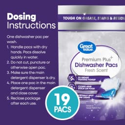Great Value Premium Plus Dishwasher Pacs, Fresh Scent, 19 Count - Thumbnail 4
