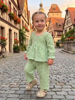 Loicainy Baby Toddler Girls Fall Clothes Set 6 12 18 24 Months 2T 3T 4T 5T Plaid Square Neck Button up Long Sleeve Shirt and Elastic Pants 2 Piece Outfits - Thumbnail 7