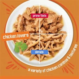 Purina Friskies Chicken Lovers Prime Filets & Shreds Wet Cat Food Variety Pack, 5.5 oz Cans (32 Pack) - Thumbnail 3