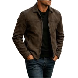 Mens Faux Leather Jacket,Motorcycle Vintage Racing Jacket Full Zip Lightweight Classic Western Style Trucker Coat Size 3XL Brown - Thumbnail 8