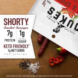 Duke's Pork Hot and Spicy Smoked Shorty Sausages, 7g Protein Per Serving, 7.5 oz - Thumbnail 2