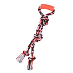 Mammoth Flossy Chews Cottonblend Twin Tug with Rubber Handle Rope Dog Toy, Medium, 20", Assorted Colors - Thumbnail 1