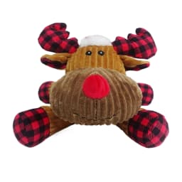 Vibrant Life Holiday Plush Dog Toy, Moose with Santa Hat, Brown & Red, 11\" - Thumbnail 1