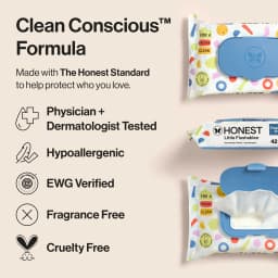 The Honest Company Little Flushables Plant-Based Wipes, 126 Count, Hypoallergenic, Safe to Flush - Thumbnail 3