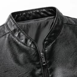 FYEGRE Men's Casual Leather Jacket Modern Stand Collar Lightweight Motorcycle Outerwear Short Style Soft Comfortable Fit For Daily Wear Black XXL - Thumbnail 6