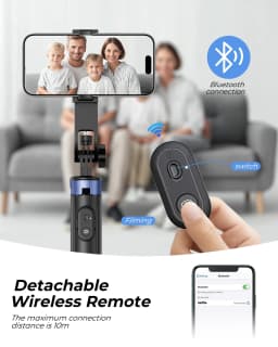 Frsara Trípode de Teléfono Extensible de 71" y Stick para Selfies con Control Remoto Inalámbrico - Soporte Portátil para iPhone/Android, Grabación de - Thumbnail 5