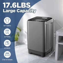17.6Lbs Portable Washing Machine, Full-Automatic Portable Compact Washer with Drain Pump, 10 Programs 8 Water Levels, Compact Washers with LED - Thumbnail 4