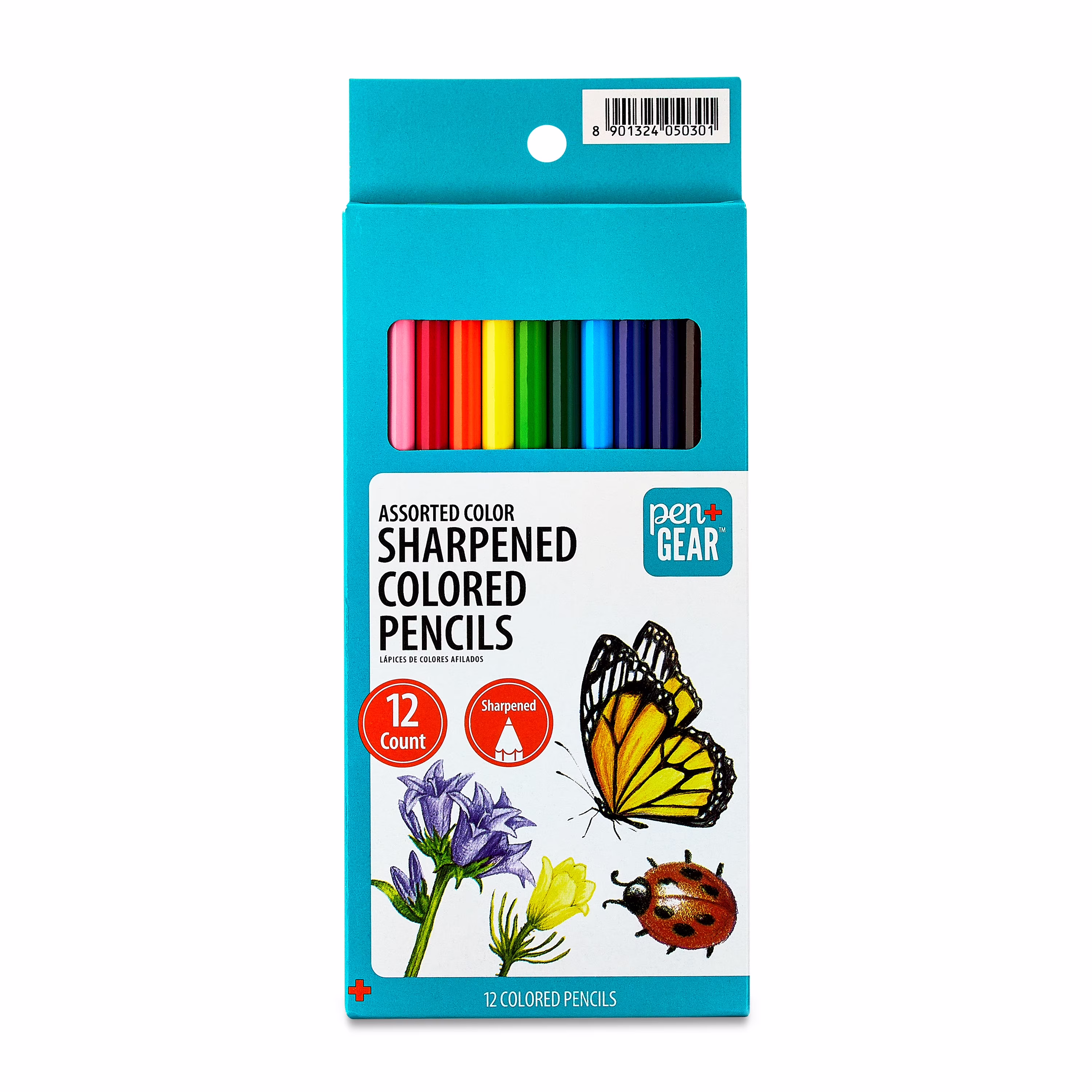 Pen+Gear Sharpened Colored Pencils, Assorted Colors, 12 Count - Thumbnail 1