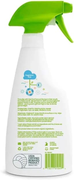Babyganics Toy & Highchair Cleaner, Pack of 3, Fragrance-Free Multipurpose Household Cleaning Spray for Kids Toys, High Chair, and More, Child Safe - Thumbnail 4