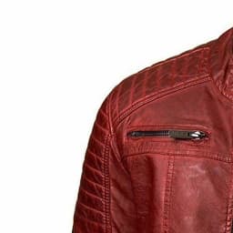 HWRETIE Men's Leather Plus Fleece Jacket Motorcycle Style Warm Winter Leather Coat Durable Casual Protective Outerwear - Thumbnail 5