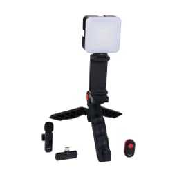 onn Portable LED Video Light Kit with Tripod Grip, Smartphone Holder & Bluetooth Remote for Vlogging, Streaming, and Photography - Thumbnail 1