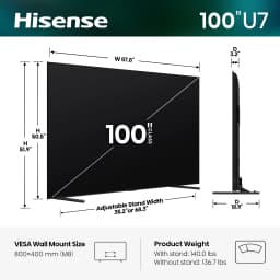 Hisense 100" U7 Mini-LED ULED 4K UHD Smart Google TV (100U7SG, 2026 Model) - Hi - QLED MiniLED , Native 165Hz, VRR 330 - Thumbnail 2