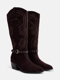 Madden NYC Women's Faux Suede Western Buckle Boots - Thumbnail 2