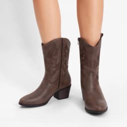 DREAM PAIRS Cowboy Boots for Women, Mid Calf Cowgirl Boots with Embroidery Round Toe Western Chunky Low Heel Shoes - Thumbnail 5