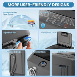 Adnoom Portable Washing Machine, 17.8lbs Dryer & Washer Combo, 10 Programs 8 Water Level Fully Automatic Washing Machine for Dorm, Apartments, Home - Thumbnail 4