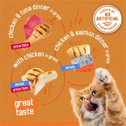 Purina Friskies Chicken Lovers Prime Filets & Shreds Wet Cat Food Variety Pack, 5.5 oz Cans (32 Pack) - Thumbnail 5