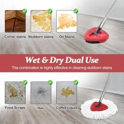 Rolarhola Spin Mop Replacement Set for O-Ceda EasyWring 1-Tank System, Includes 2 Mop Head Replacement, 1 Mop Handle (30-58in Adjustable 4-Section - Thumbnail 5